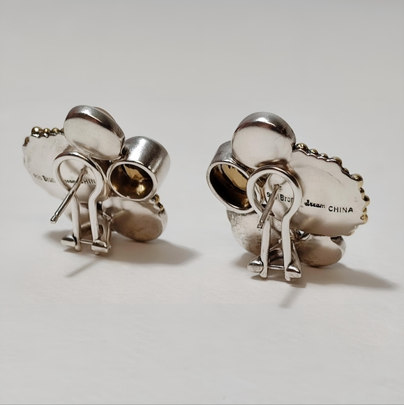 Echo of The Dreamer Sterling Silver Bronze Pearl Citrine Post back Earrings - Picture 3 of 7